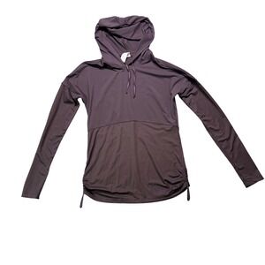 Fabletics Women's Gray Long Sleeve Hoodie Mesh Panel Drawstring Athleisure Top S